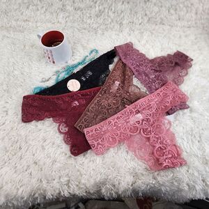 Hush THONG MEDIUM Multicolor Lace mesh 5 pack Intimates